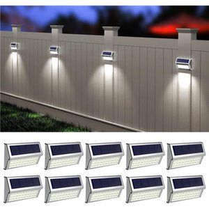 Outdoor Lights, 10 Pack 30 LED Fence/ Deck Lights Waterproof Post Solar Lamps